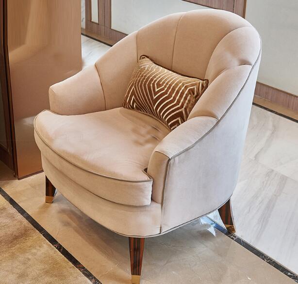 Sofás de la sala de estar de la tapicería de la tela, parte alta de madera del sillón del hotel 0