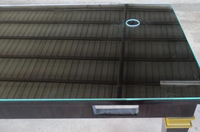 Alto lustre Sheen Glass Top Writing Table para el hotel de cinco estrellas, Ebony Wood Veneer 1