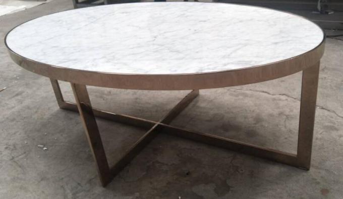 Cuarzo blanco de los muebles de la piedra del top de la mesa de centro interior de la sala de estar con con base metálica 0