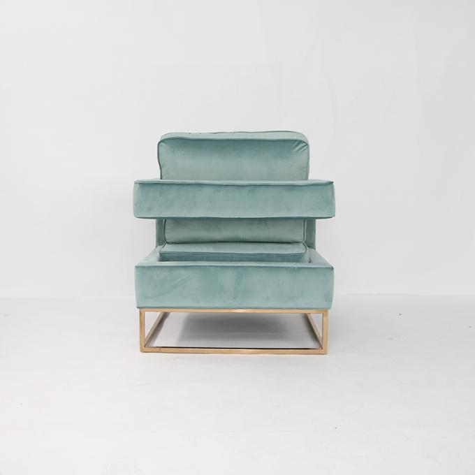 Silla ocasional de acero inoxidable del terciopelo verde de las piernas del oro moderno 0
