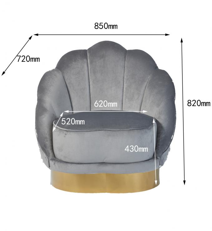 Concha de peregrino americana Shell Shaped Living Room Sofa de la tela del terciopelo 2