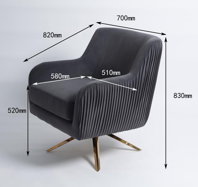 Piernas de acero inoxidables Grey Velvet Armchair moderno del oro 0