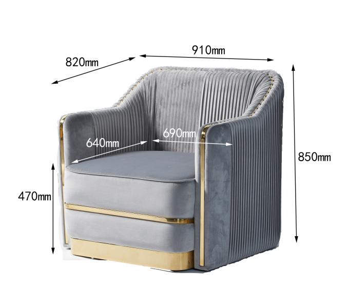 Tela de lujo ligera solo Sofa With Stainless Steel Decorated del terciopelo del estilo 0