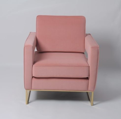 El ocio rosado de la sala de estar del terciopelo arma las piernas de Sofa Chair With Stainless Steel 0