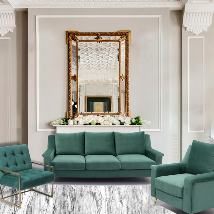 Sala de estar Sofa With Metal Leg del ODM de Forest Green 2