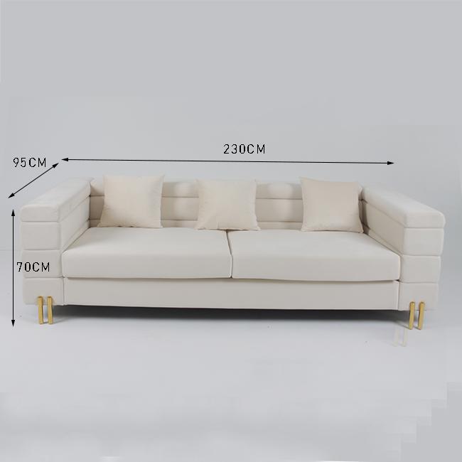 3 el terciopelo de Seater 70cm empenachó a Sofa With Slim Metal Leg 0
