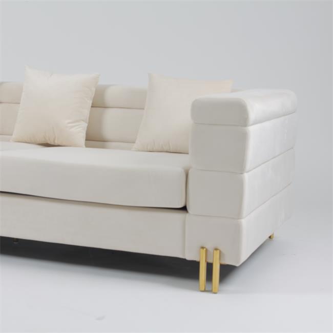 3 el terciopelo de Seater 70cm empenachó a Sofa With Slim Metal Leg 1