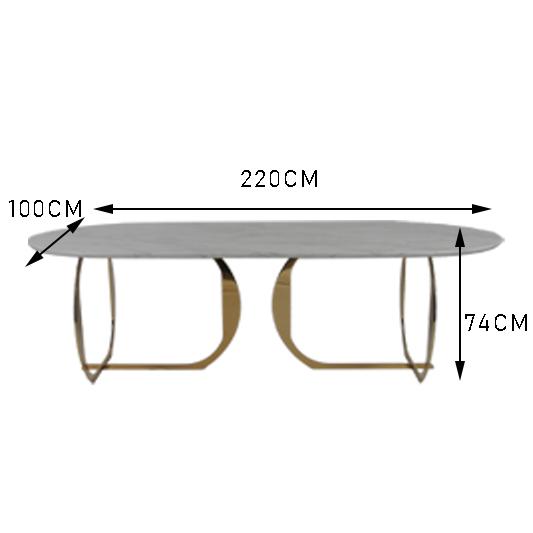 Mesa de comedor superior de mármol blanca de acero inoxidable moderna 160KG 0