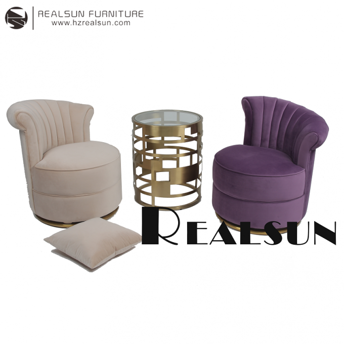 Sala de estar casera Sofa Chair de la tela H75cm del terciopelo 2