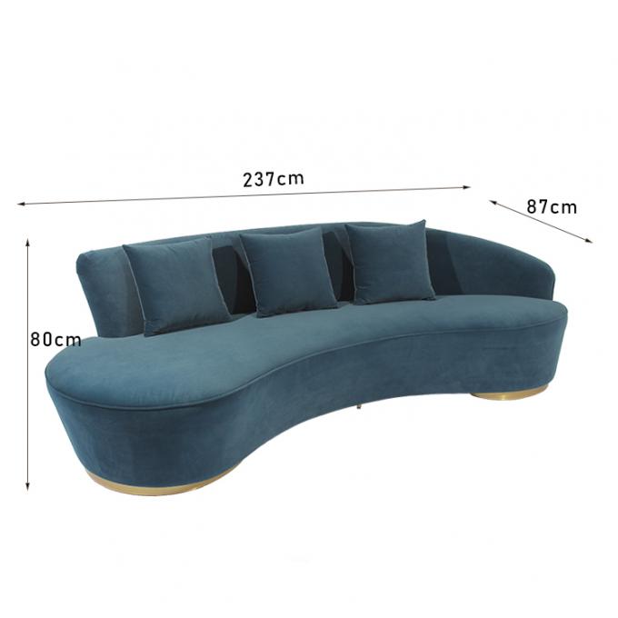 EPE envolvió la tela moderna Sofa With Stainless Steel Base del terciopelo 0