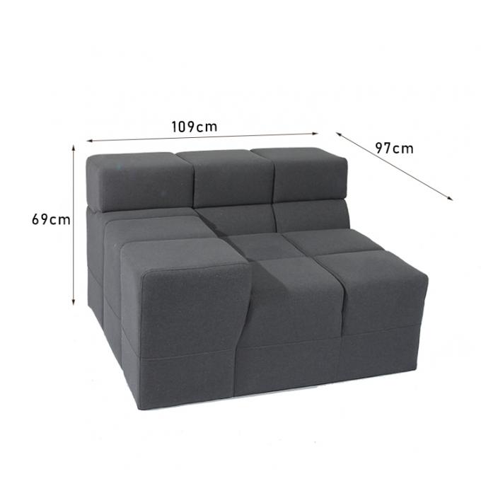 Sala de estar llenada de lino nórdica de Grey Fabric Modular Sofa For del terciopelo 0