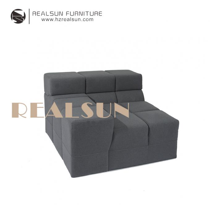 Sala de estar llenada de lino nórdica de Grey Fabric Modular Sofa For del terciopelo 1