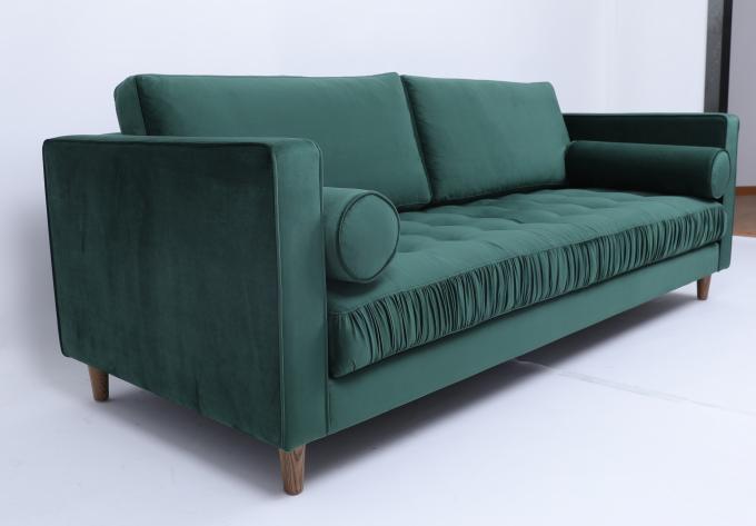Sofá de tela de terciopelo avanzado moderno con marco de madera para muebles para el hogar 2