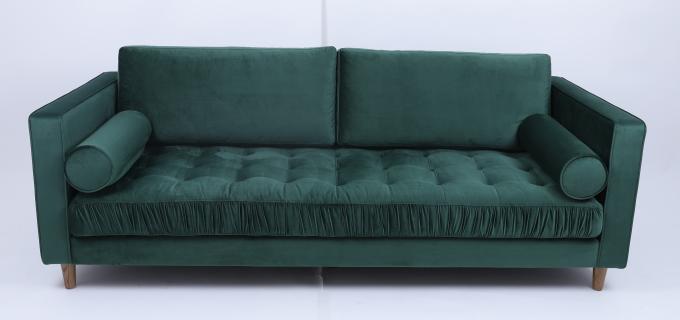 Sofá de tela de terciopelo avanzado moderno con marco de madera para muebles para el hogar 3