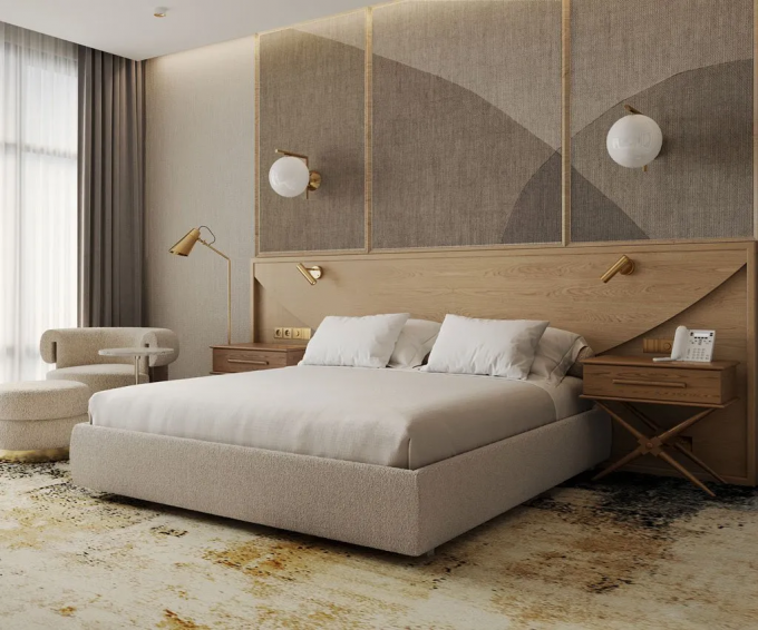 Sistemas de los muebles del dormitorio del hotel para los muebles de madera sólidos de cinco estrellas del dormitorio de las habitaciones 1
