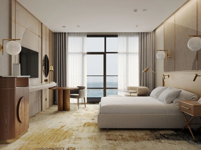 Sistemas de los muebles del dormitorio del hotel para los muebles de madera sólidos de cinco estrellas del dormitorio de las habitaciones 2