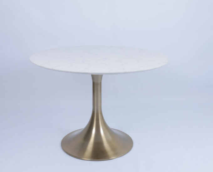 Mesa de cama de piedra con base de acero inoxidable de lujo moderna 1