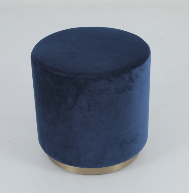 COM Tejido tapizado taburete redondo base recubierta de latón antiguo 1