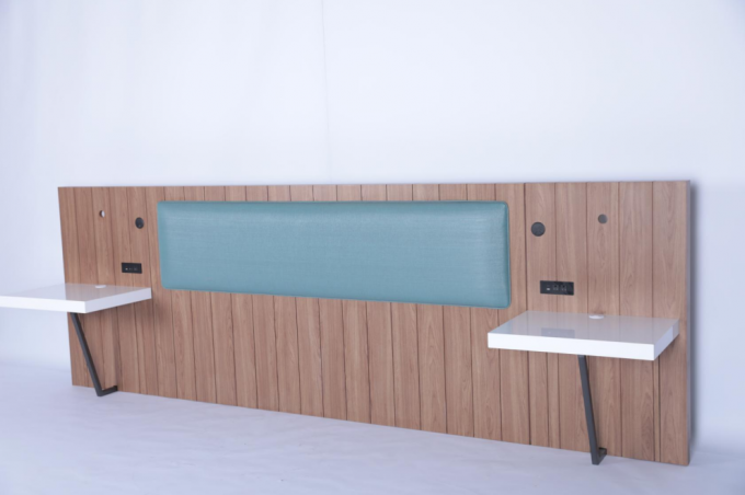 Moderno Hotel Sencillo Cabeza de Rey de Madera Sólida Con Dos mesas de noche 0