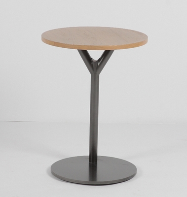 comprar Madera de la forma redonda y contemporáneo lateral de la tabla del café del metal Fabricación en línea