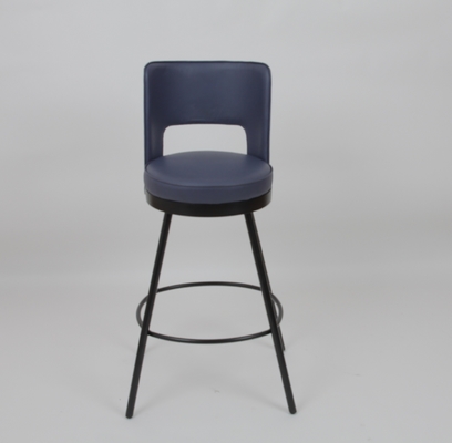 comprar Taburete de bar azul del marco metálico del negro del amortiguador de la tela para el lujo moderno de la sala de estar Fabricación en línea