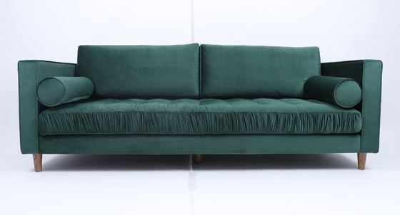 comprar Tela industrial retra 3 Seater Sofa Homestay Light Luxury Green del terciopelo del estilo Fabricación en línea