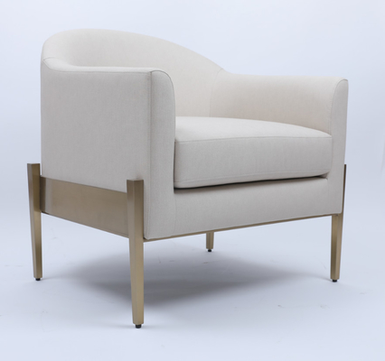 comprar Marco de metal dorado cómodo de lujo de sofá de sillón de salón individual de tela blanca Fabricación en línea