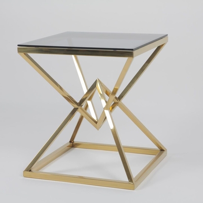 comprar La tabla del lado del hotel con los SS pulidos de oro acaba y top moderado del vidrio Fabricación en línea