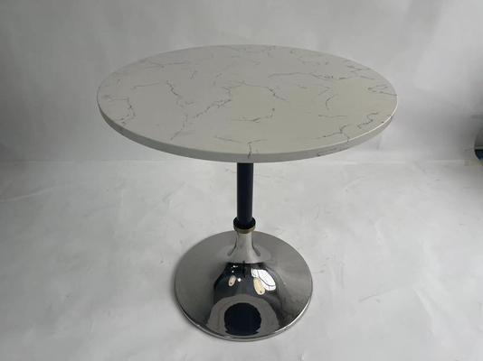 comprar Tabla de cóctel de mármol blanca de la ronda superior del cisne del espacio pequeña con la base de acero inoxidable Fabricación en línea