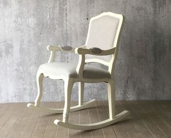 comprar Silla de madera del ocio del estilo europeo, alta cena trasera blanca de la silla del terciopelo Fabricación en línea