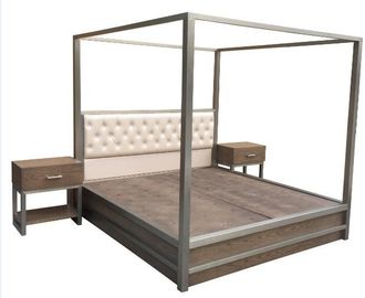 comprar Los muebles del dormitorio de la reina del marco metálico fijan la madera de roble de rey Bed With Light Fabricación en línea