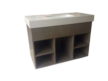 comprar Vanidades de madera sólidas del cuarto de baño del cubo abierto de encargo sin el cuarzo blanco de los tops Fabricación en línea