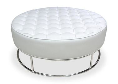 comprar Base de acero inoxidable de la caja de almacenamiento de cuero redonda de Ottoman con completamente Assambled Fabricación en línea