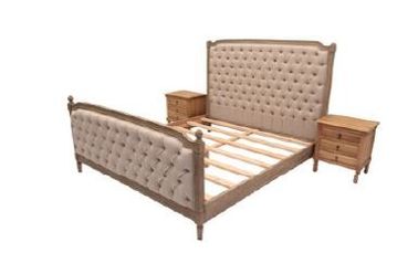comprar La madera de roble tapizó los conjuntos de dormitorio, rey de lino Size Upholstered Bed de la tela Fabricación en línea