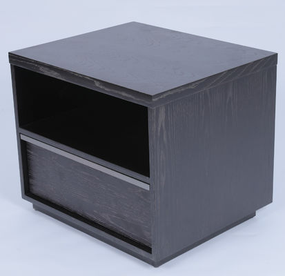 comprar Hotel de lujo un cajón mesas de noche con carilla negra de madera de roble estadounidense natural Fabricación en línea