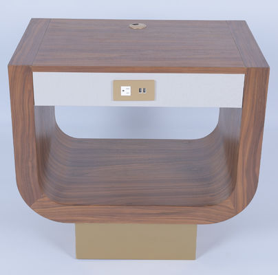 comprar Lujo hecha a medida de madera de nuez veneer puesto de noche con un cajón y toma de corriente Fabricación en línea