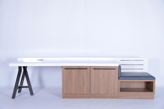 comprar Escritorio lineal moderno y sencillo con banco de equipaje y cómoda para el hotel. Fabricación en línea