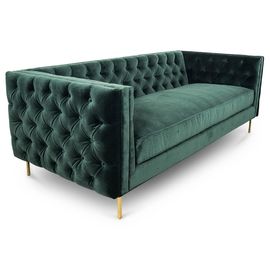 comprar El botón de oro de la pierna del metal empenachó Sofa Sets For Wedding/la sala de estar, tela negra del terciopelo Fabricación en línea