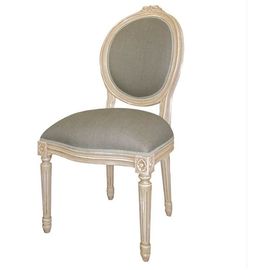 comprar Marco natural de madera de roble con la silla de cena de madera de la tela de lino trasera oval Fabricación en línea