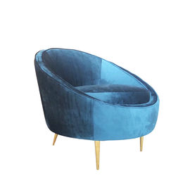 comprar 2018 sofá del terciopelo azul de Hotsale solo, sillón del terciopelo con las piernas de oro del metal Fabricación en línea