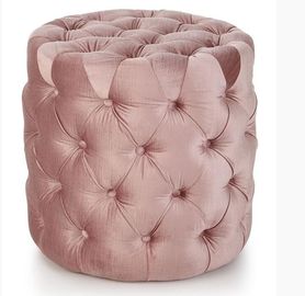 comprar Botón moderno del terciopelo del rosa del banco de Ottoman del dormitorio empenachado alrededor del taburete de Ottoman Fabricación en línea