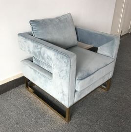 comprar La tela de Blue Velvet y la sala de estar del amortiguador inflable acuesta con el latón de oro con base metálica Fabricación en línea