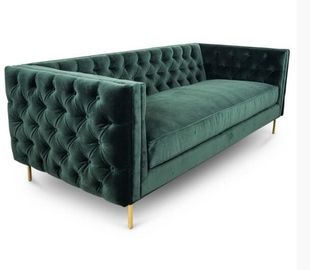 comprar La sala de estar casera de los muebles acuesta 3 Seat Sofa Green Velvet Fabric Upholstered Fabricación en línea