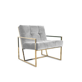 comprar Silla moderna inoxidable de oro del ocio del terciopelo de los azules marinos sola con muebles del botón Fabricación en línea