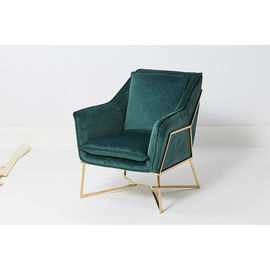 comprar Silla moderna de acero inoxidable de oro del ocio del terciopelo del verde de la marina de guerra sola con el botón Fabricación en línea