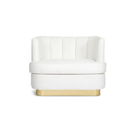 comprar Base de oro del terciopelo de la tela del estilo chino de la sola del acento del ocio del hogar de la sala de estar del club de la butaca butaca blanca del salón Fabricación en línea