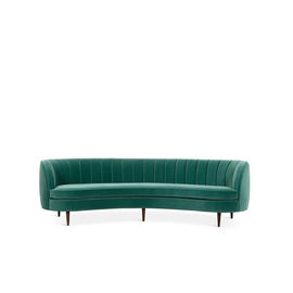 comprar Diseño de Sofa Chair Curved Back Simple de la tela del terciopelo de la tapicería moderno con el sofá de madera sólido negro de la pierna Fabricación en línea