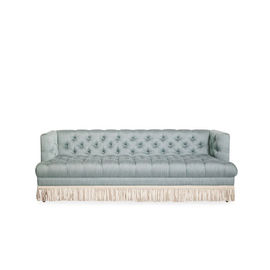 comprar Las nuevas obras clásicas del diseño diseñan el sofá 3 Seater Grey Velvet Fabric Sofa With Tasseles de moda de la sala de estar Fabricación en línea
