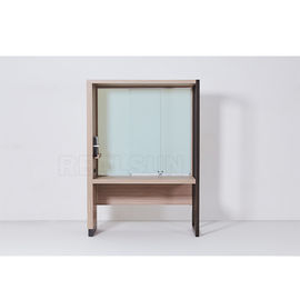 comprar El lado de madera de cristal del escritorio de los pies del marco metálico montó el cierre suave con los cajones Fabricación en línea