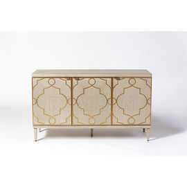 comprar Medios consola del roble de los gabinetes sólidos del marco de madera tres con Tab Pulls de cobre amarillo Fabricación en línea